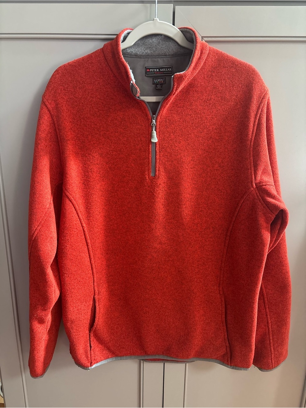 Peter Millar Jacket Mens L Orange 1/4 Zip Pullover Element Golf